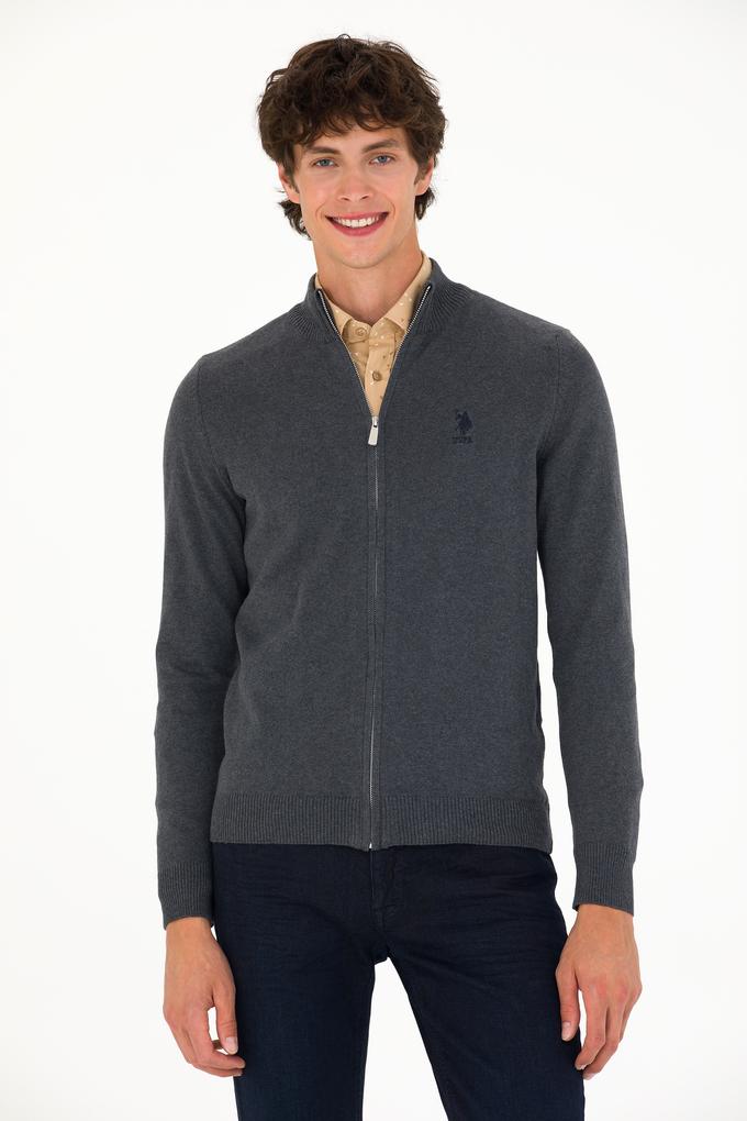 Erkek Antrasit Melanj Basic Triko Hırka