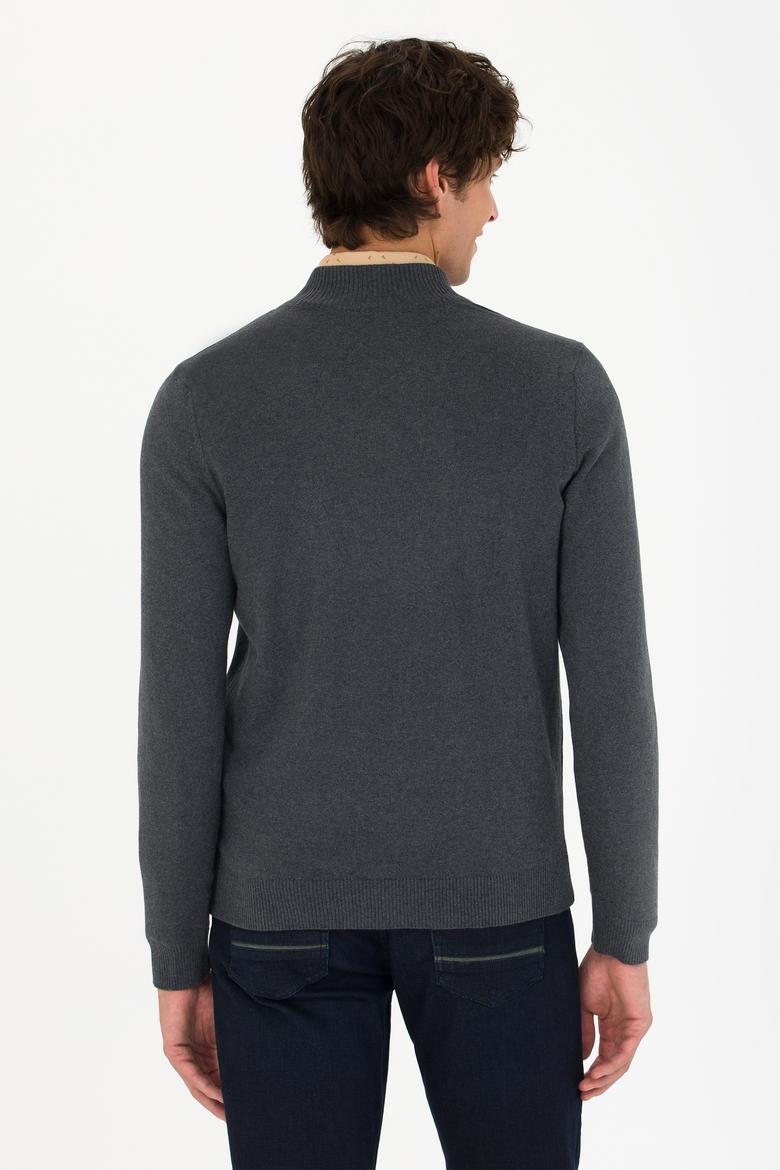 Erkek Antrasit Melanj Basic Triko Hırka - 50275842033