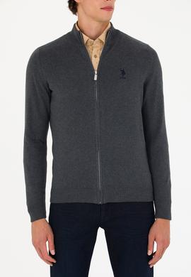 Erkek Antrasit Melanj Basic Triko Hırka - 50275842033