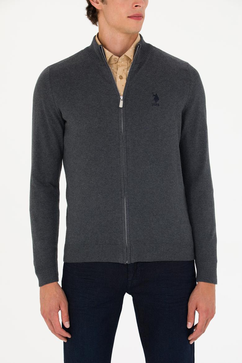 Erkek Antrasit Melanj Basic Triko Hırka - 50275842033