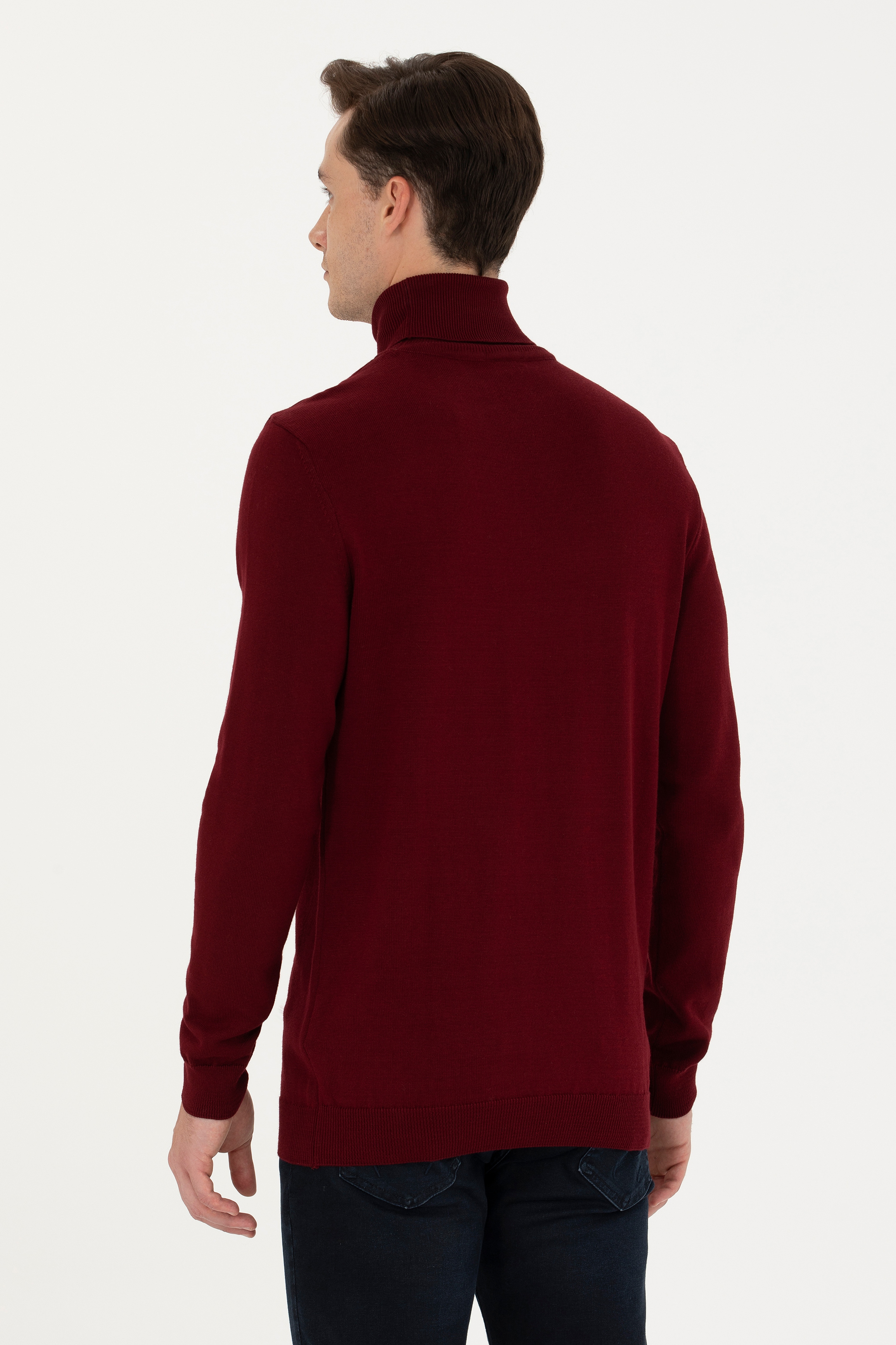 Erkek Bordo Basic Kazak - Image 5