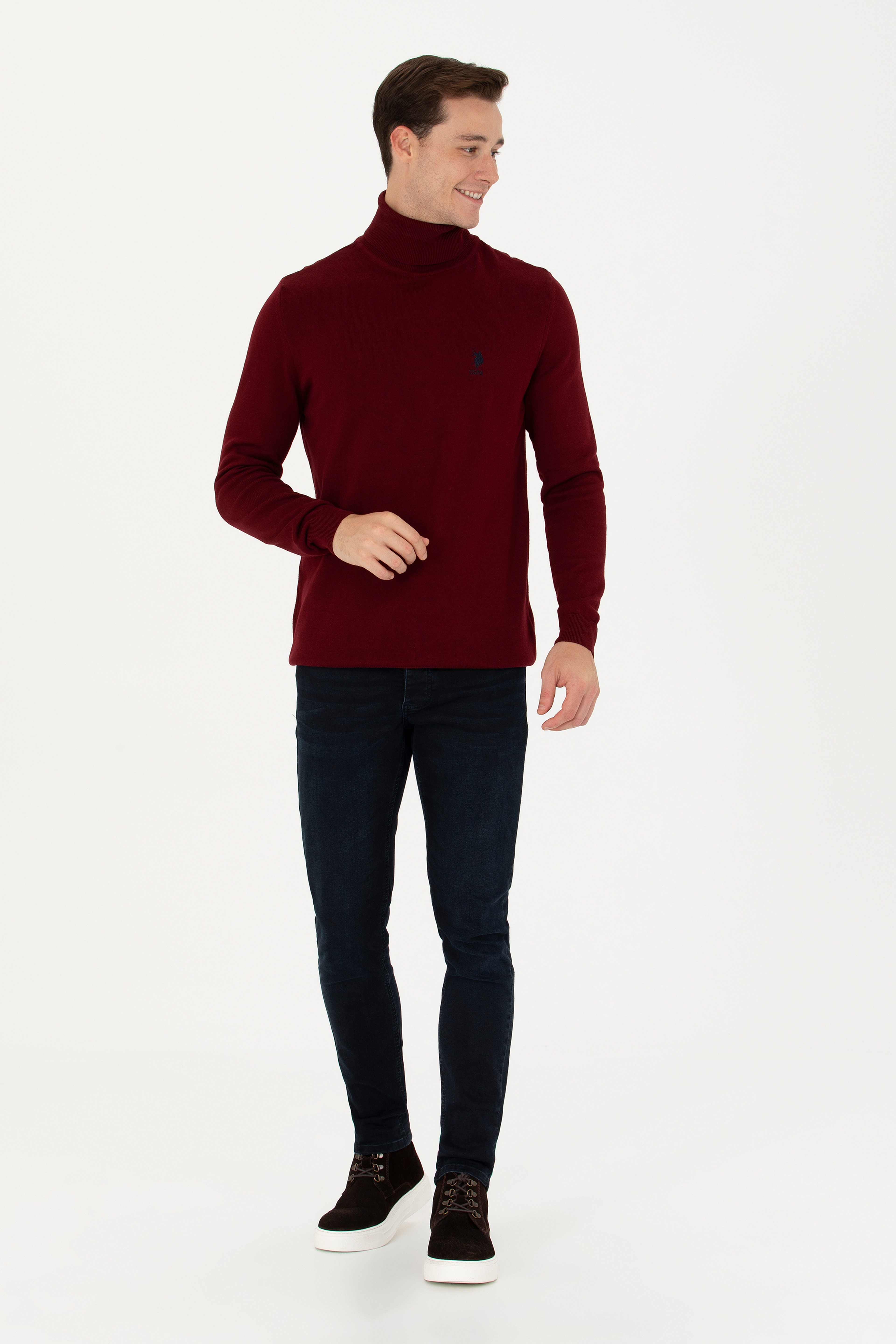 Erkek Bordo Basic Kazak - Image 4