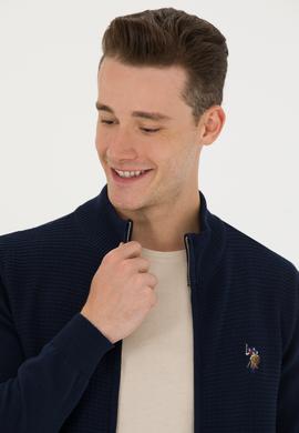 Erkek Lacivert Basic Triko Hırka - 50268938024