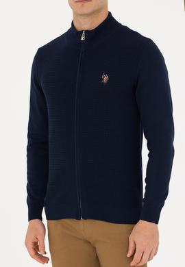 Erkek Lacivert Basic Triko Hırka - 50268938024