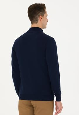 Erkek Lacivert Basic Triko Hırka - 50268938024