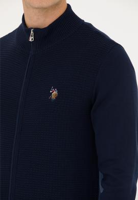 Erkek Lacivert Basic Triko Hırka - 50268938024