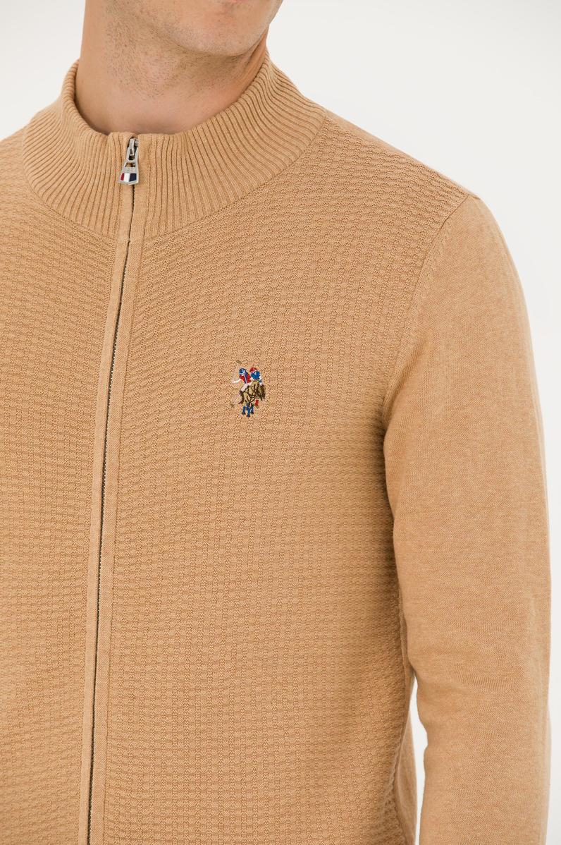 Erkek Kum Melanj Basic Triko Hırka