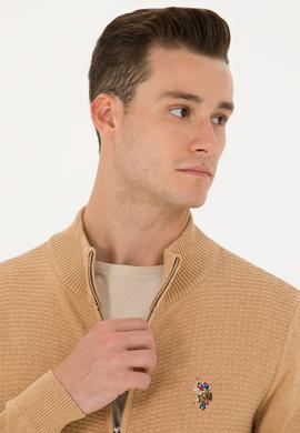 Erkek Kum Melanj Basic Triko Hırka - 50268938066