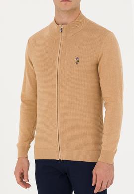 Erkek Kum Melanj Basic Triko Hırka - 50268938066