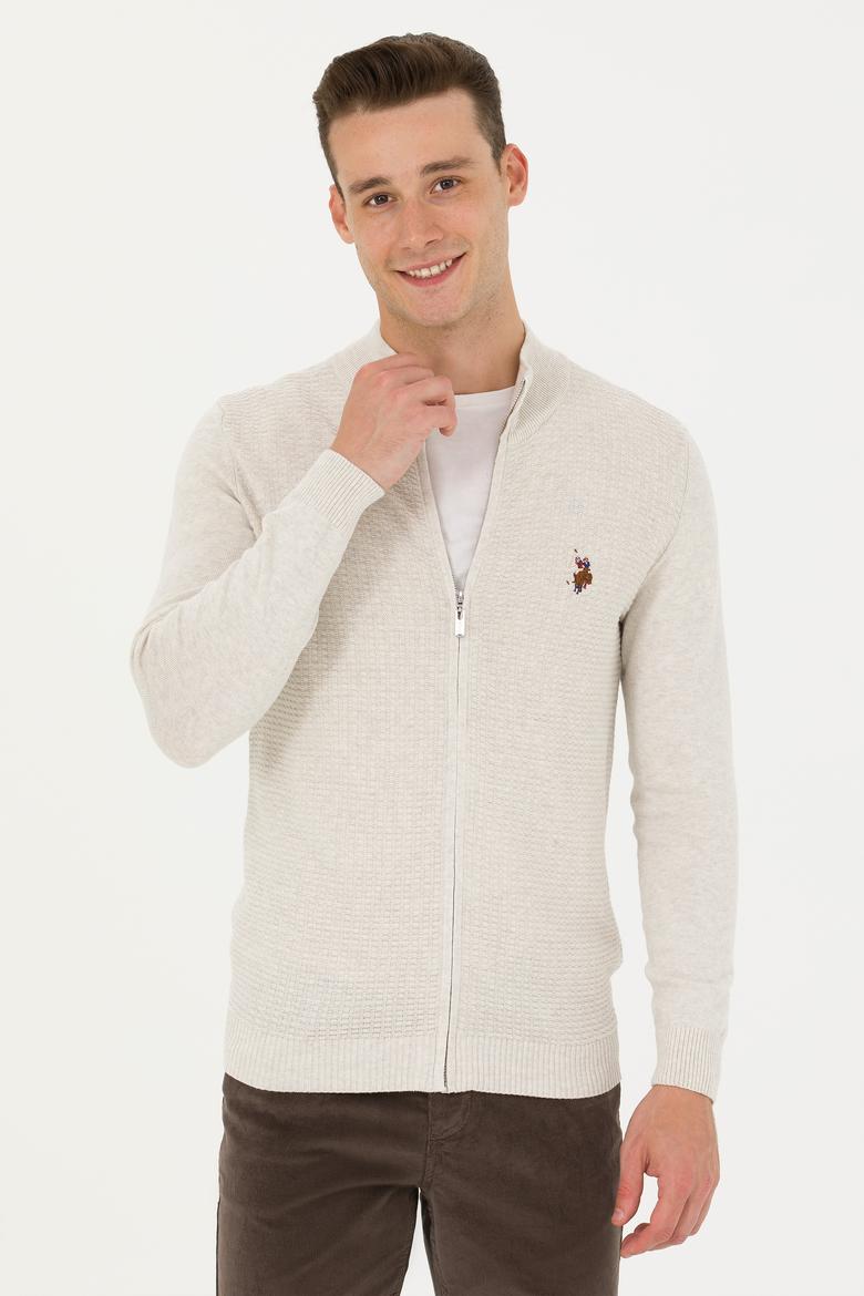 Erkek Taş Melanj Basic Triko Hırka - 50268938074