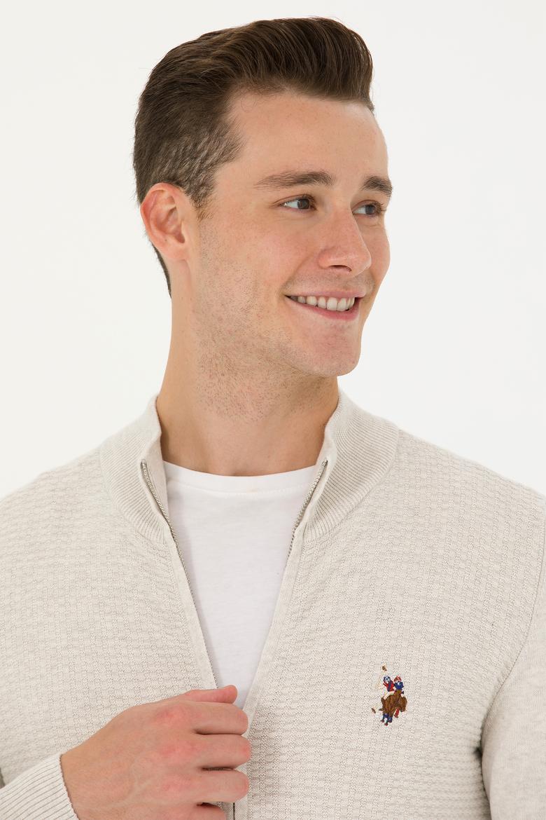 Erkek Taş Melanj Basic Triko Hırka - 50268938074