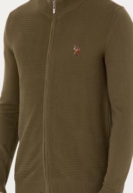 Erkek Haki Basic Triko Hırka - 50268938084