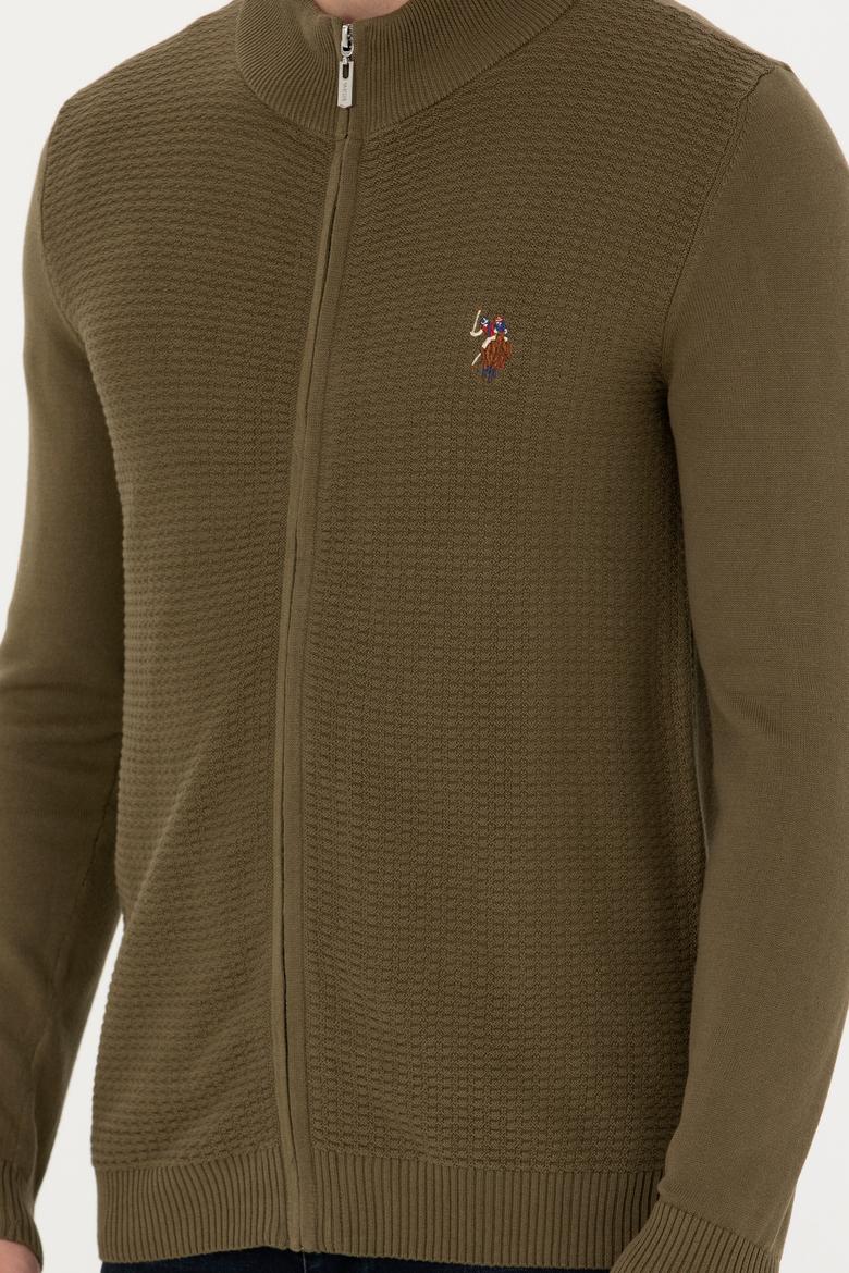 Erkek Haki Basic Triko Hırka - 50268938084