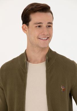 Erkek Haki Basic Triko Hırka - 50268938084