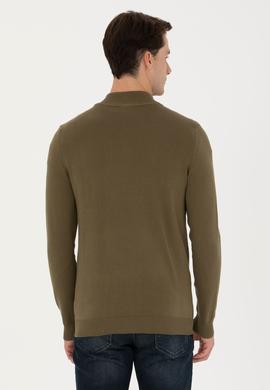 Erkek Haki Basic Triko Hırka - 50268938084