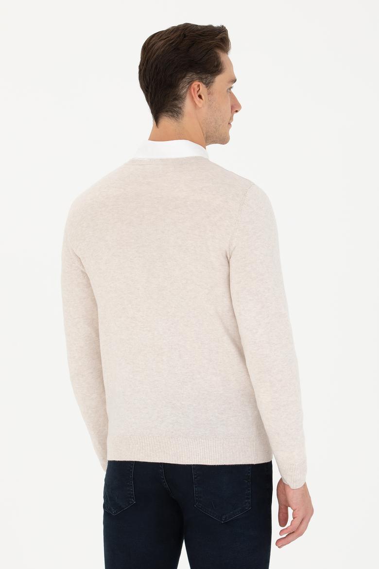 Erkek Taş Melanj Basic Kazak - 50269002078