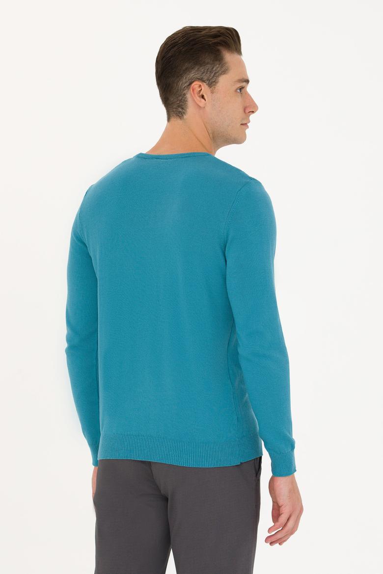 Erkek Petrol Basic Kazak - 50269003114