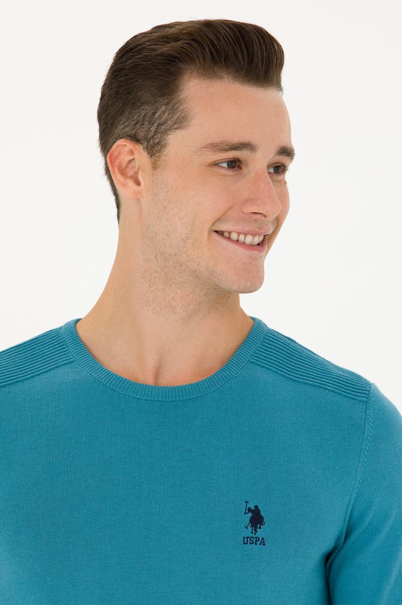 Erkek Petrol Bisiklet Yaka Kazak