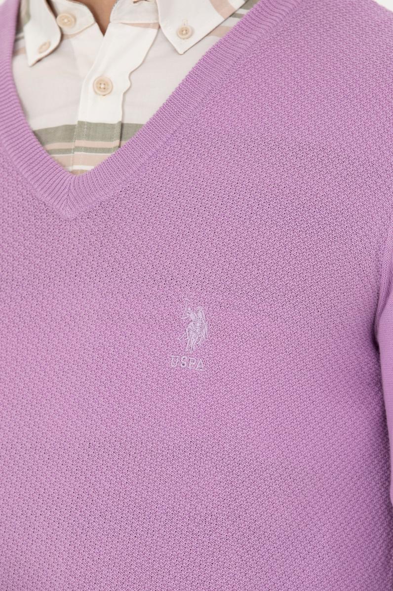 Erkek Lila V Yaka Kazak