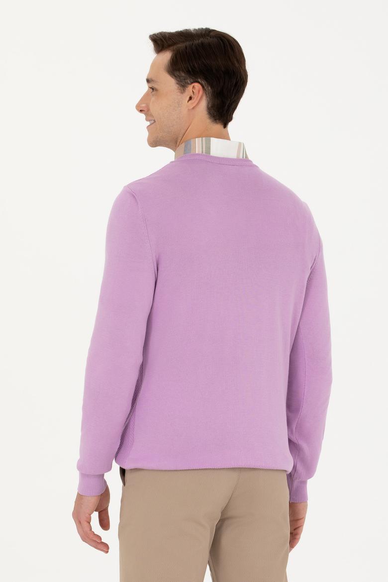 Erkek Lila Basic Kazak - 50269004078