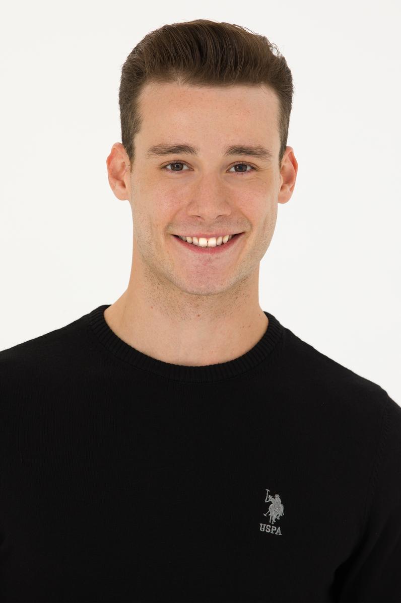 Erkek Siyah Bisiklet Yaka Kazak