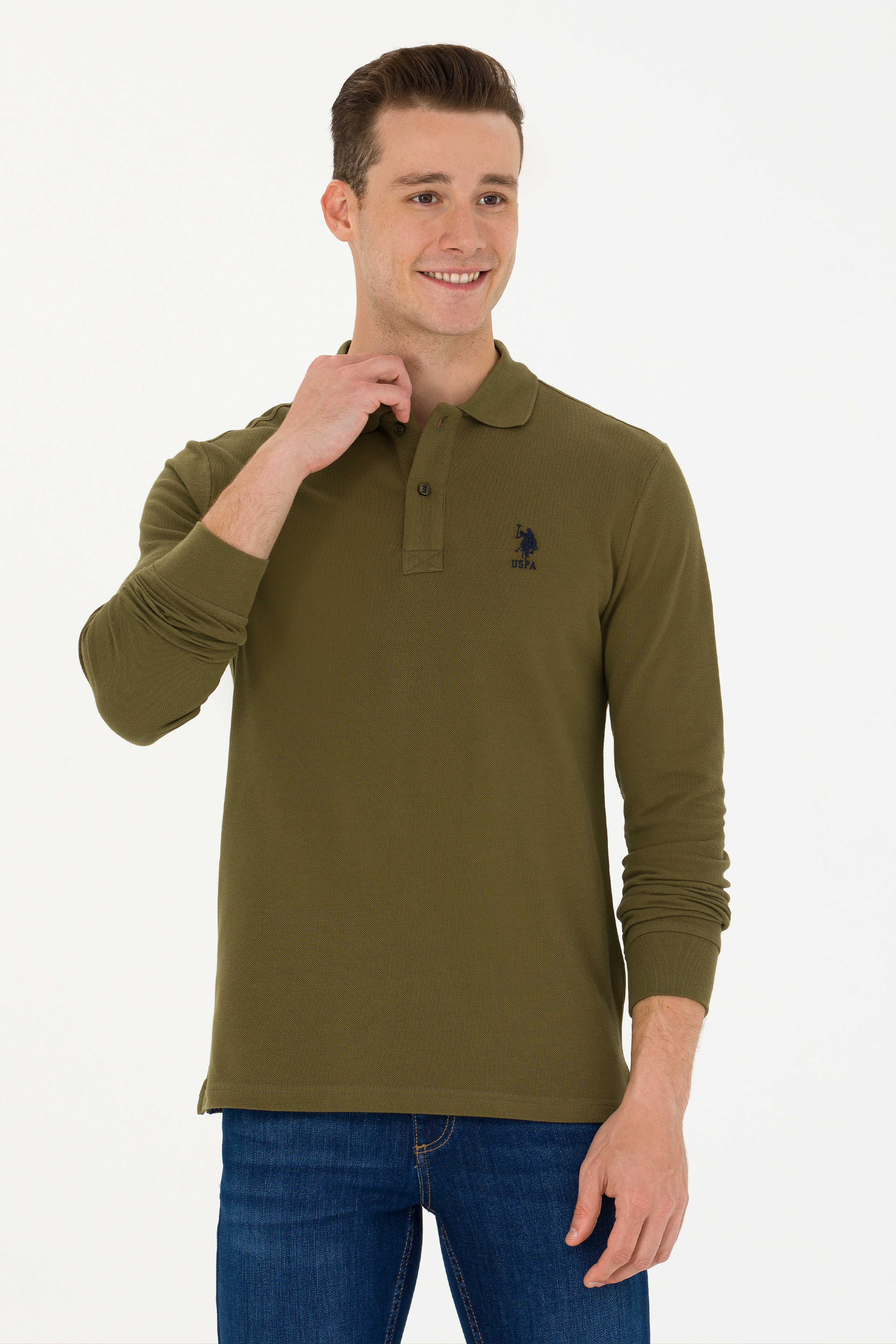 Erkek Haki Basic Sweatshirt - Image 3