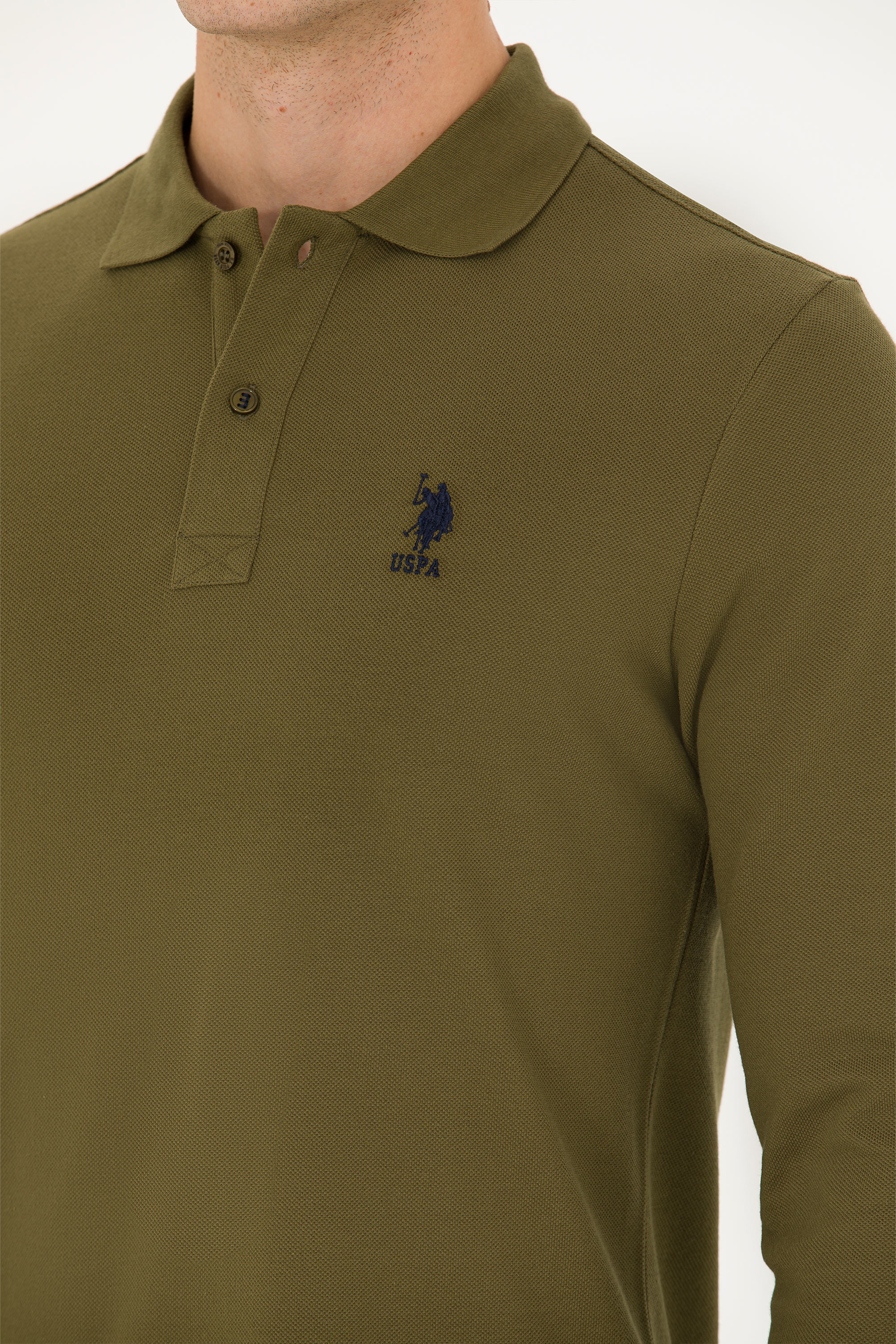 Erkek Haki Basic Sweatshirt - Image 7