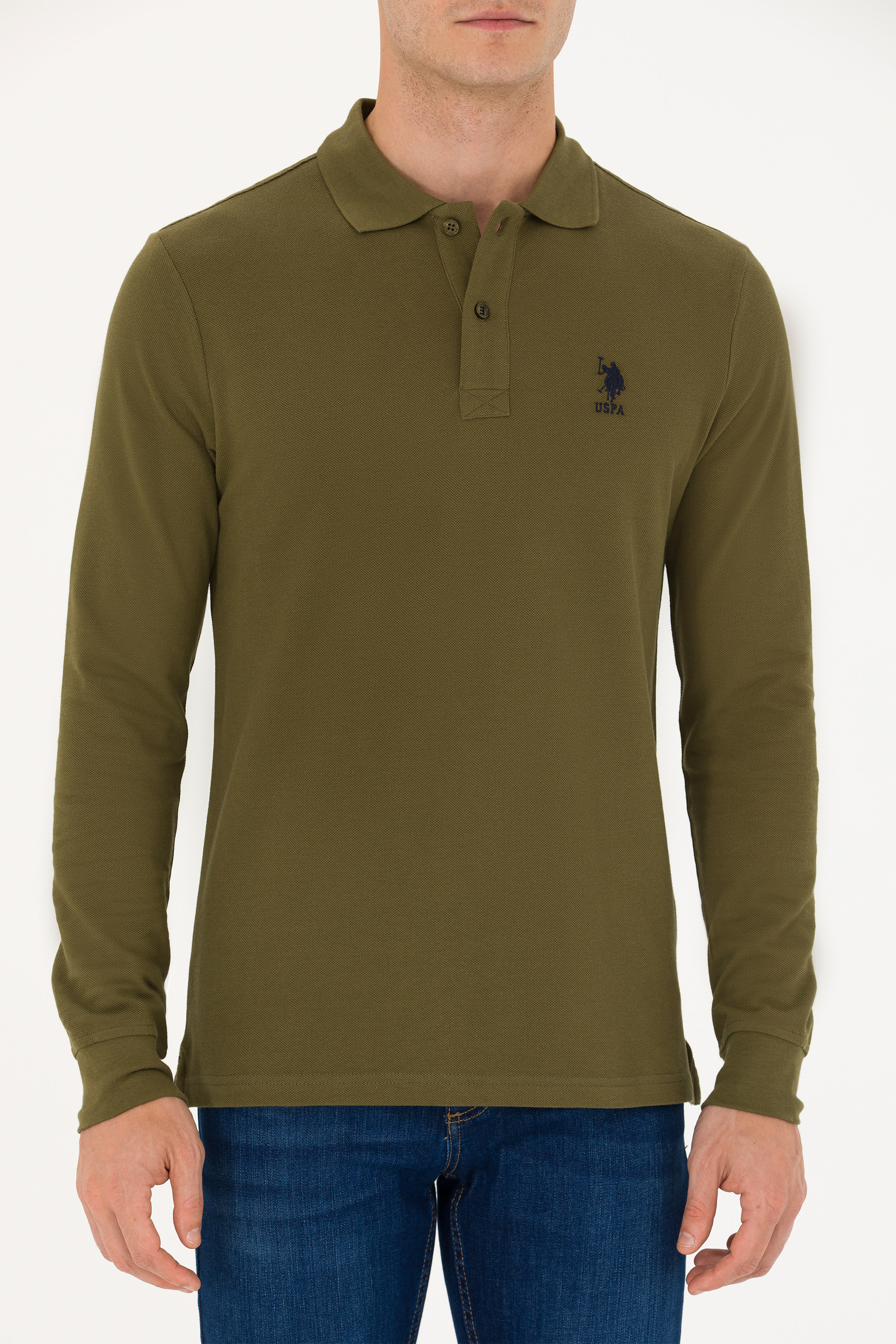 Erkek Haki Basic Sweatshirt - Image 6