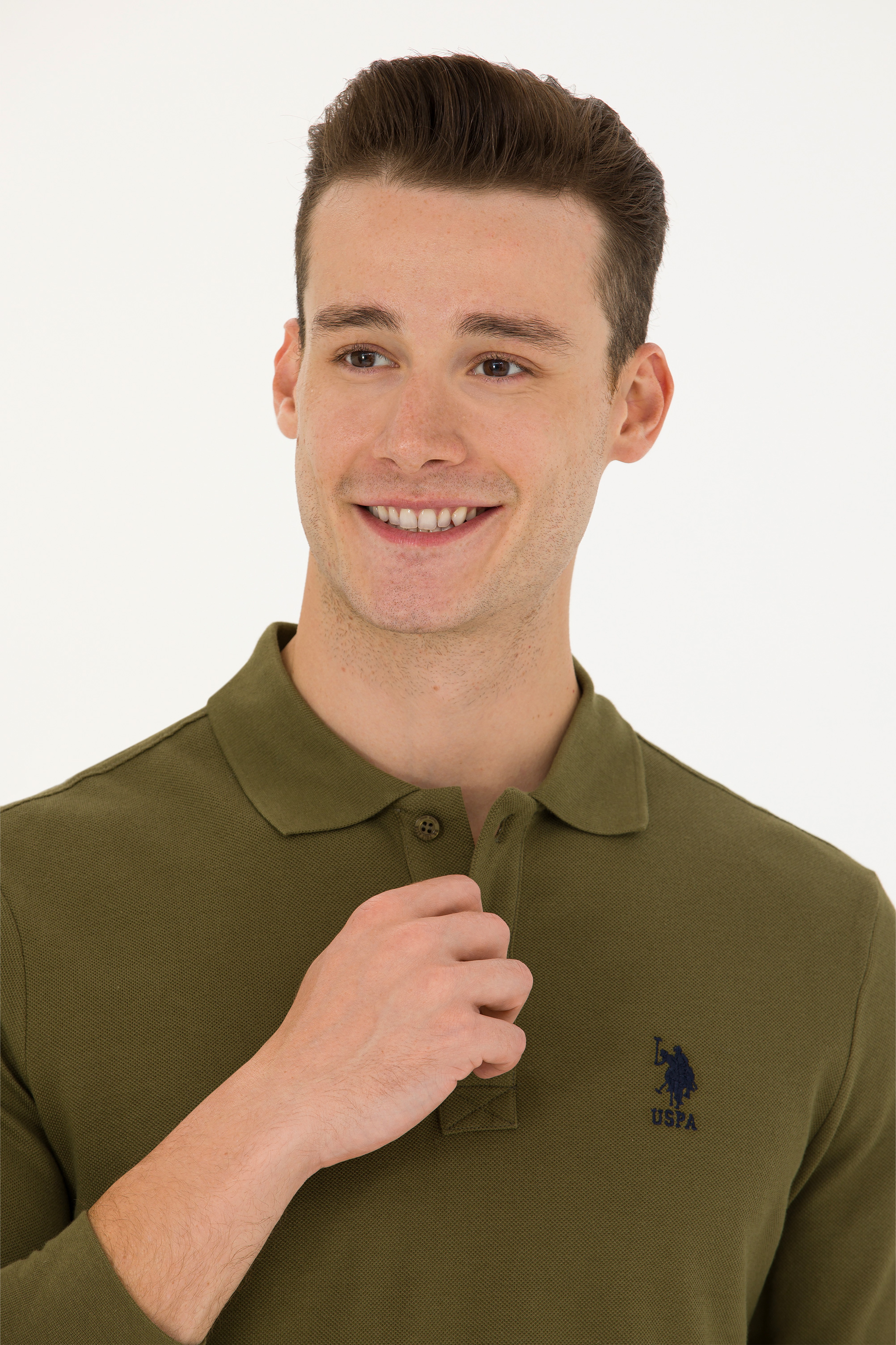 Erkek Haki Basic Sweatshirt - Image 2
