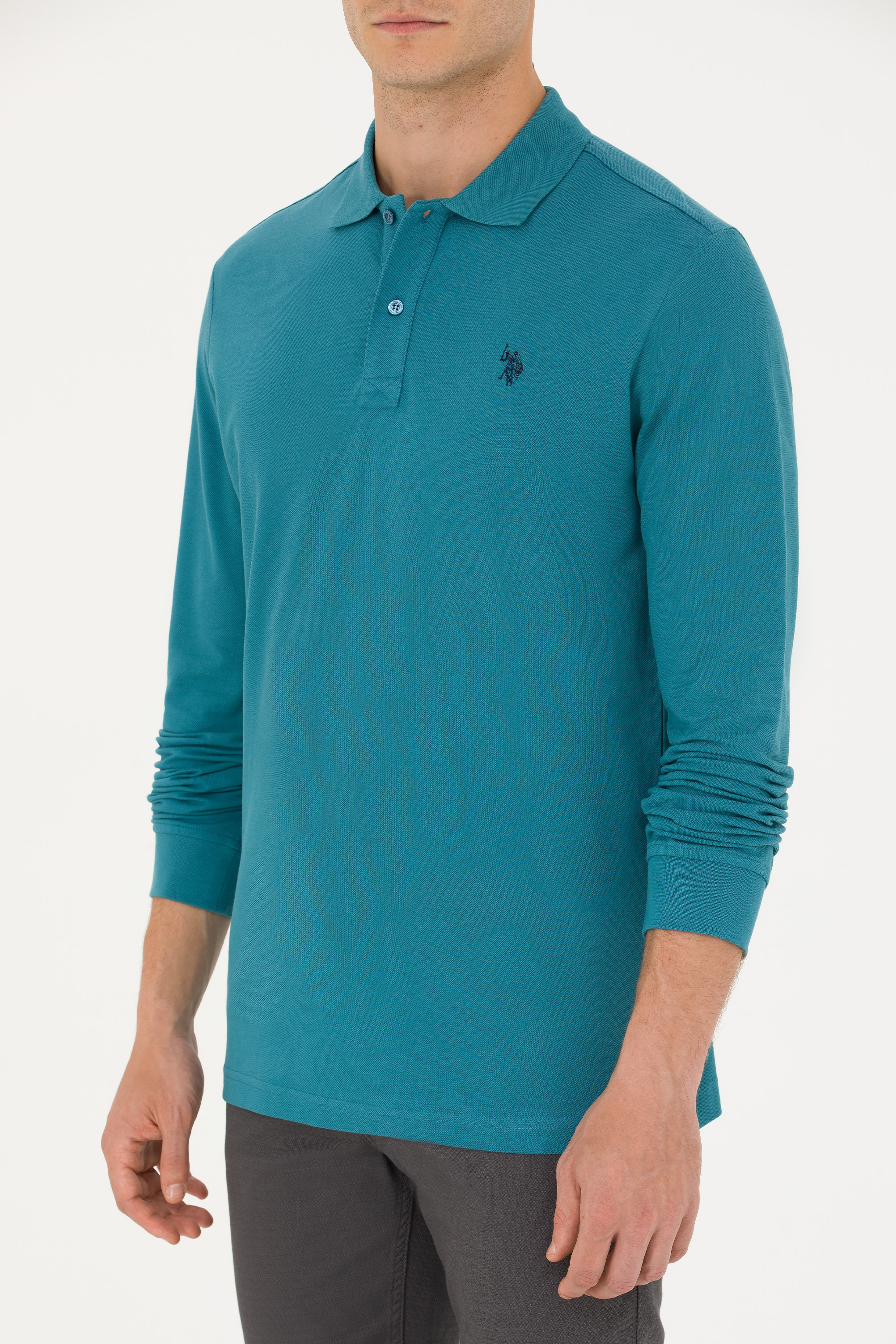 Erkek Petrol Basic Sweatshirt - Image 6