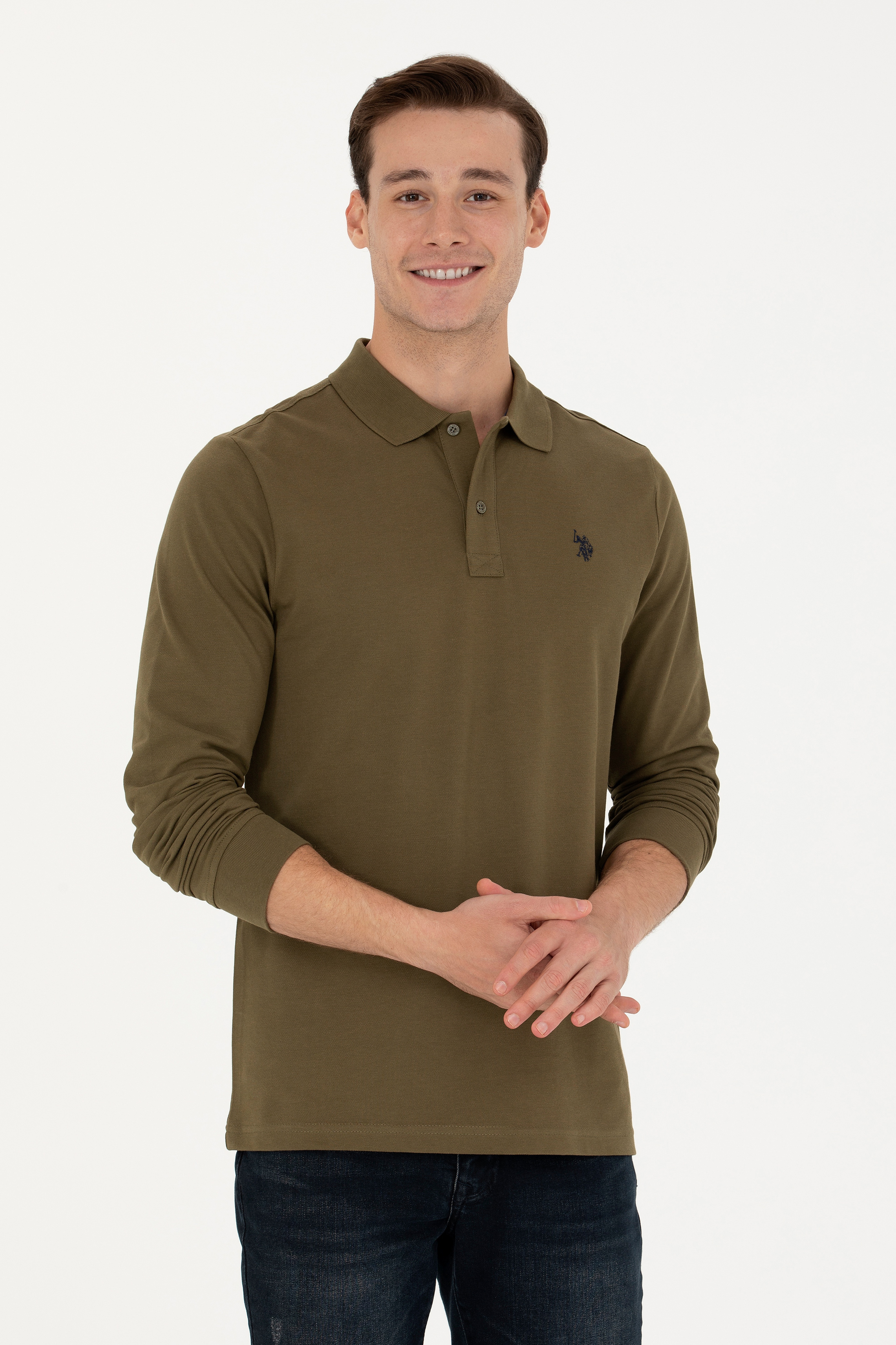Erkek Haki Basic Sweatshirt - Image 1