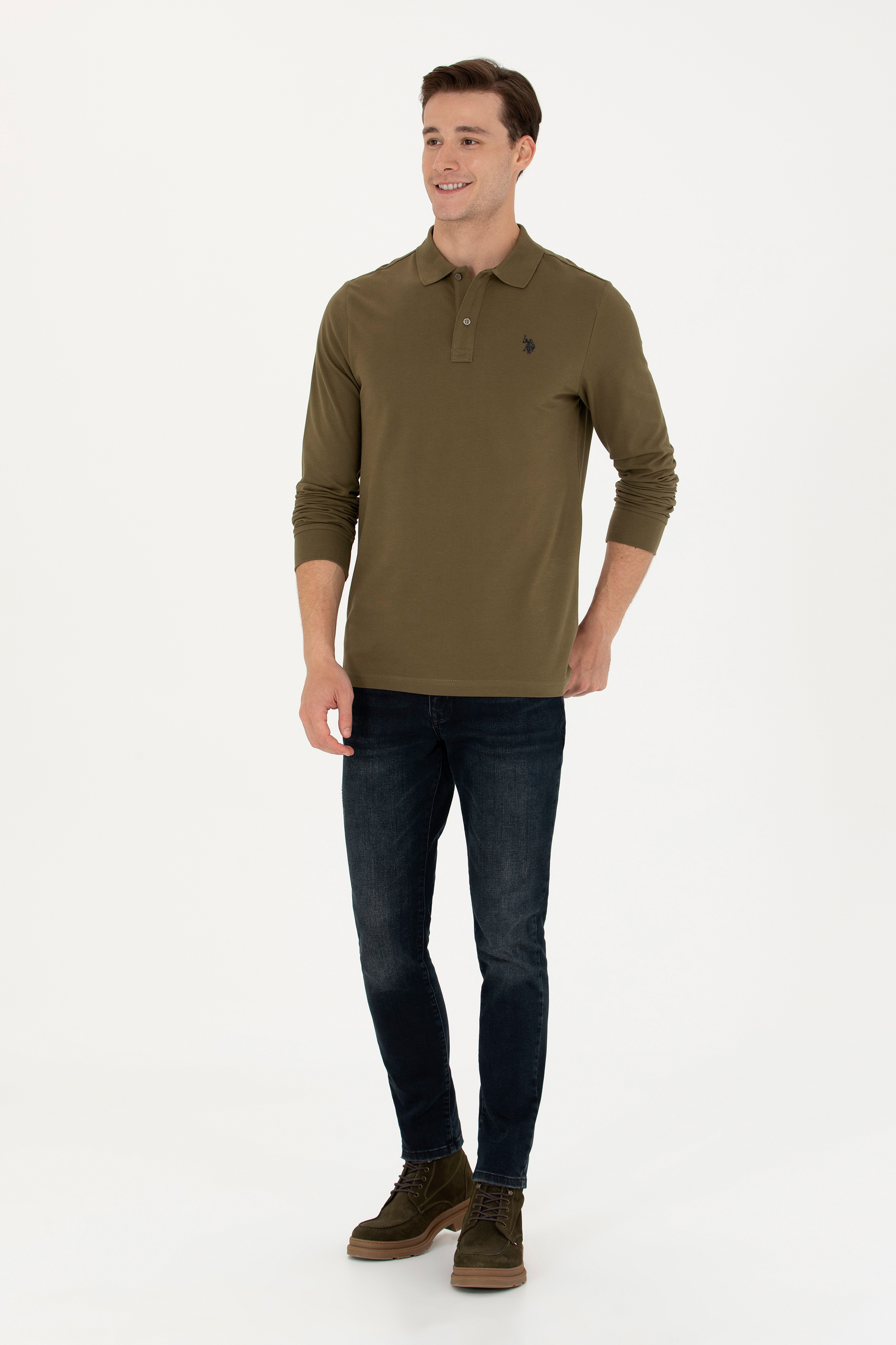 Erkek Haki Basic Sweatshirt