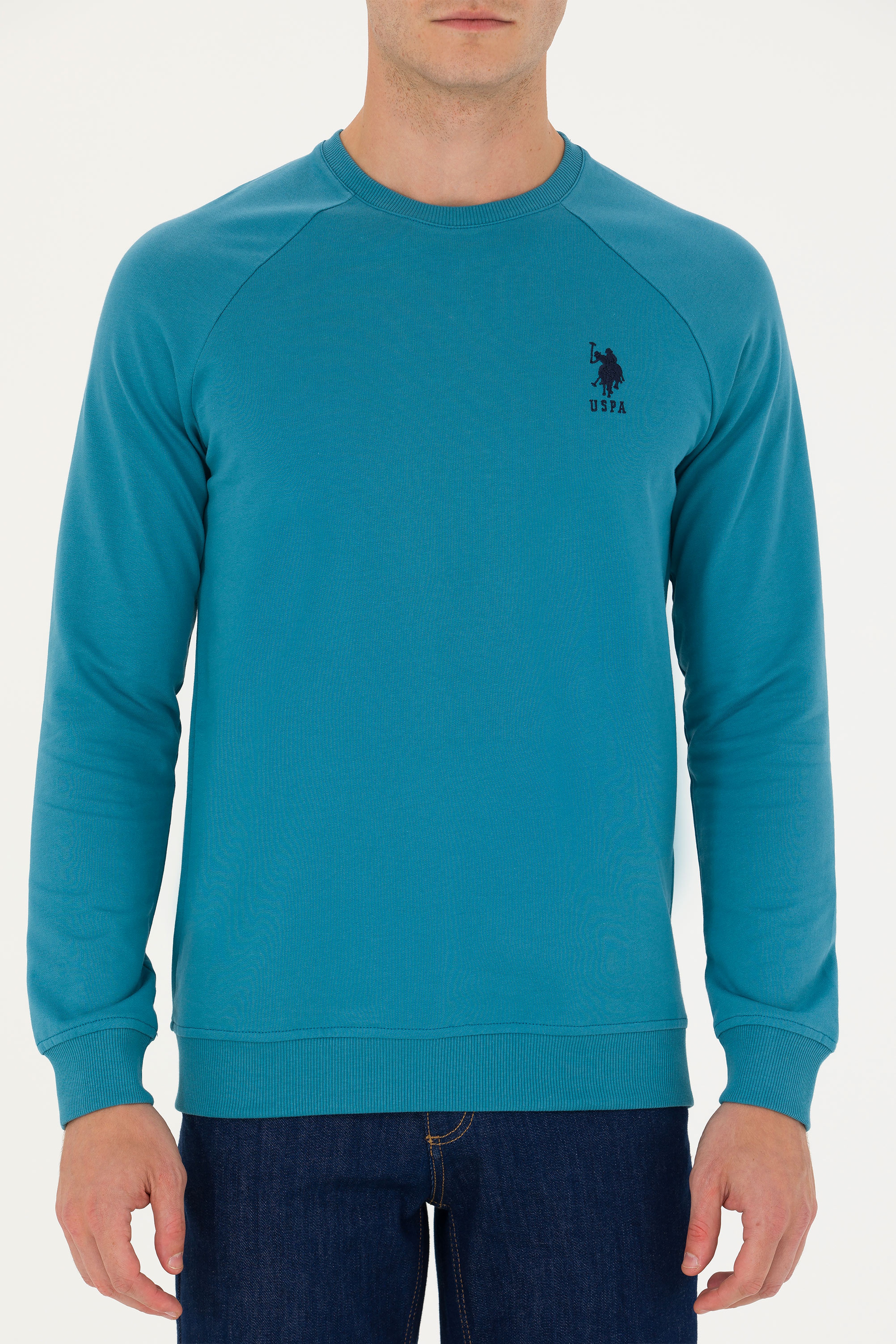 Erkek Petrol Basic Sweatshirt - Image 6