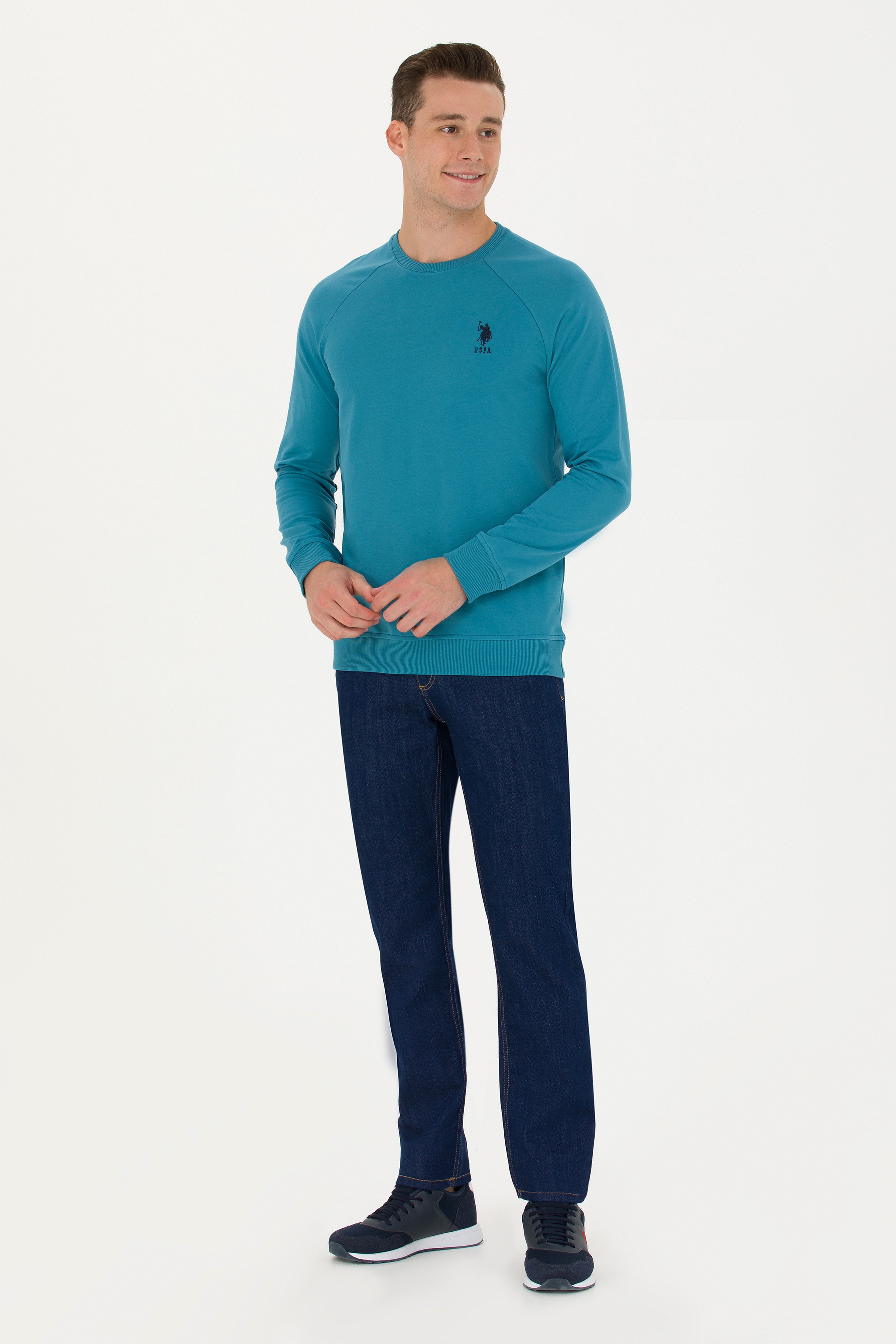 Erkek Petrol Basic Sweatshirt