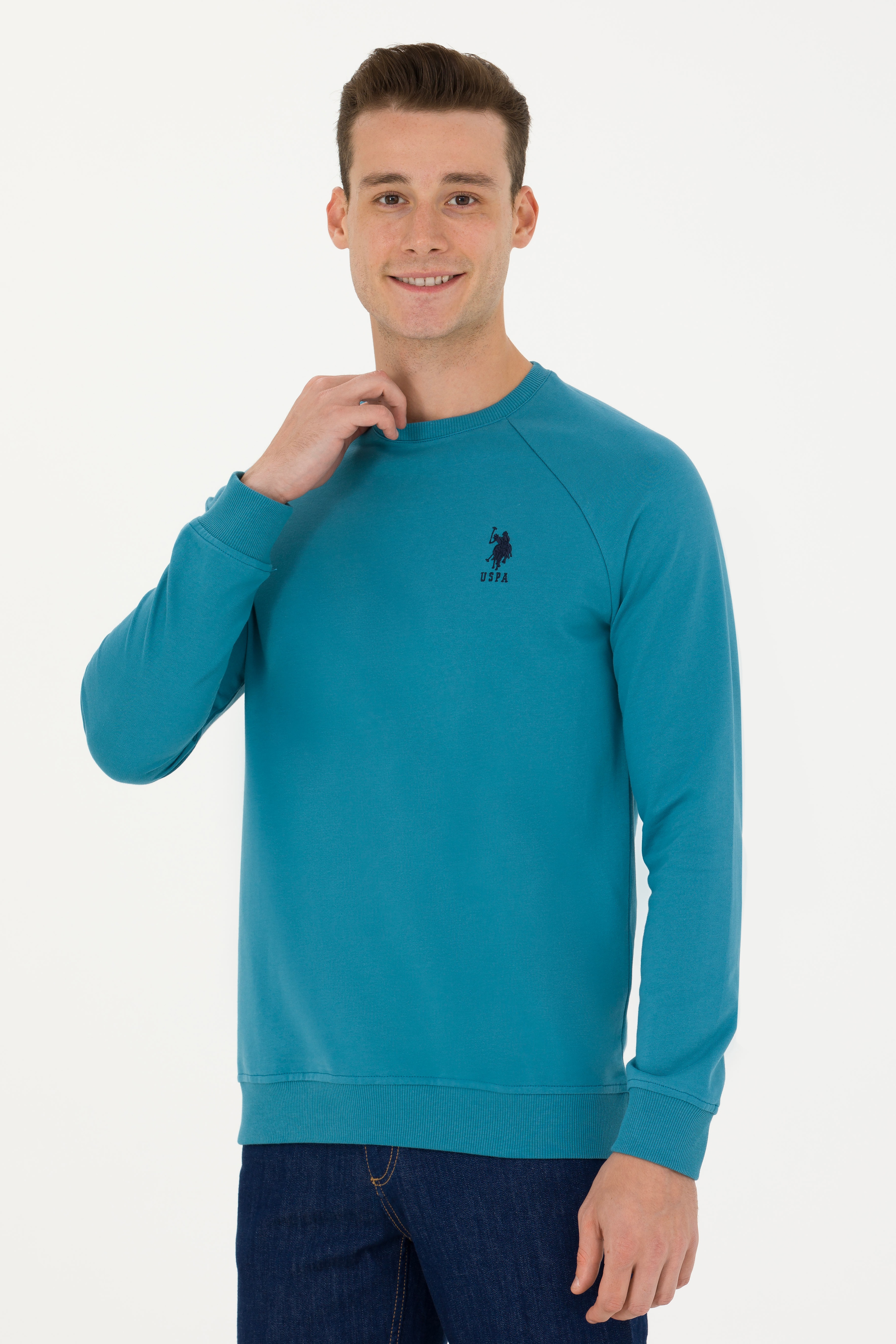 Erkek Petrol Basic Sweatshirt - Image 1