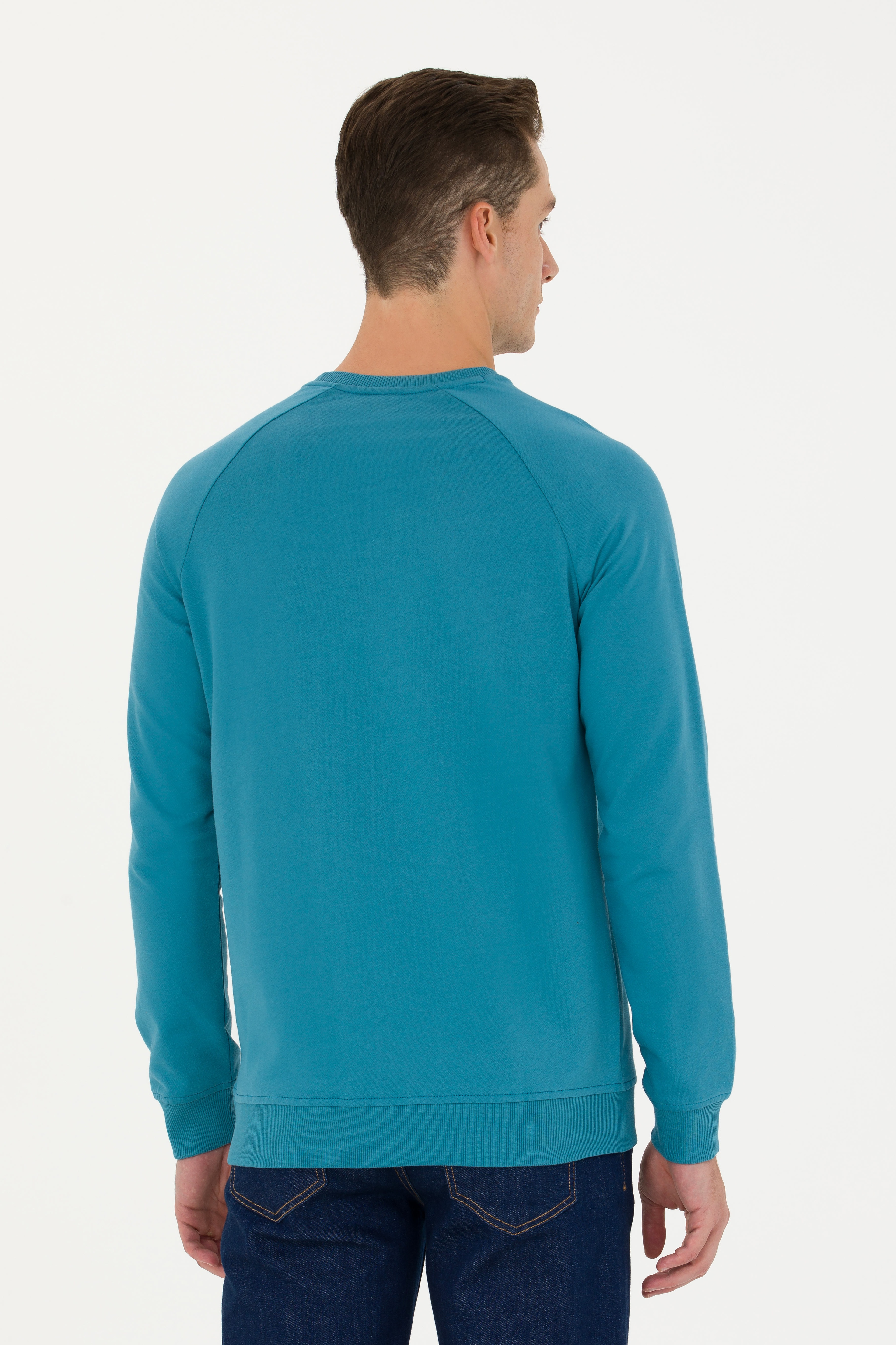 Erkek Petrol Basic Sweatshirt - Image 5