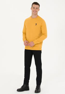 Erkek Hardal Bisiklet Yaka Basic Sweatshirt - 50269412177