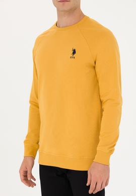 Erkek Hardal Bisiklet Yaka Basic Sweatshirt - 50269412177