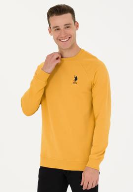 Erkek Hardal Bisiklet Yaka Basic Sweatshirt - 50269412177
