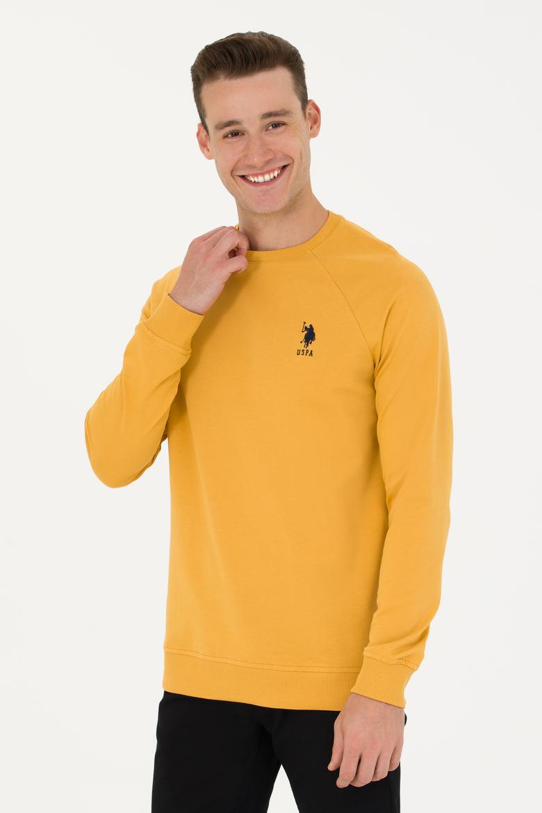 Erkek Hardal Bisiklet Yaka Basic Sweatshirt - 50269412177