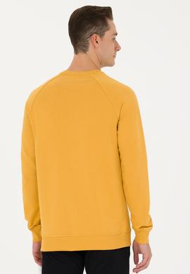Erkek Hardal Bisiklet Yaka Basic Sweatshirt - 50269412177
