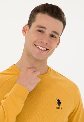 Erkek Hardal Bisiklet Yaka Basic Sweatshirt - 50269412177