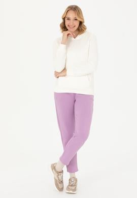 Kadın Ekru Kapüşonlu Basic Sweatshirt - 50271557061