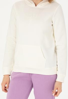 Kadın Ekru Kapüşonlu Basic Sweatshirt - 50271557061