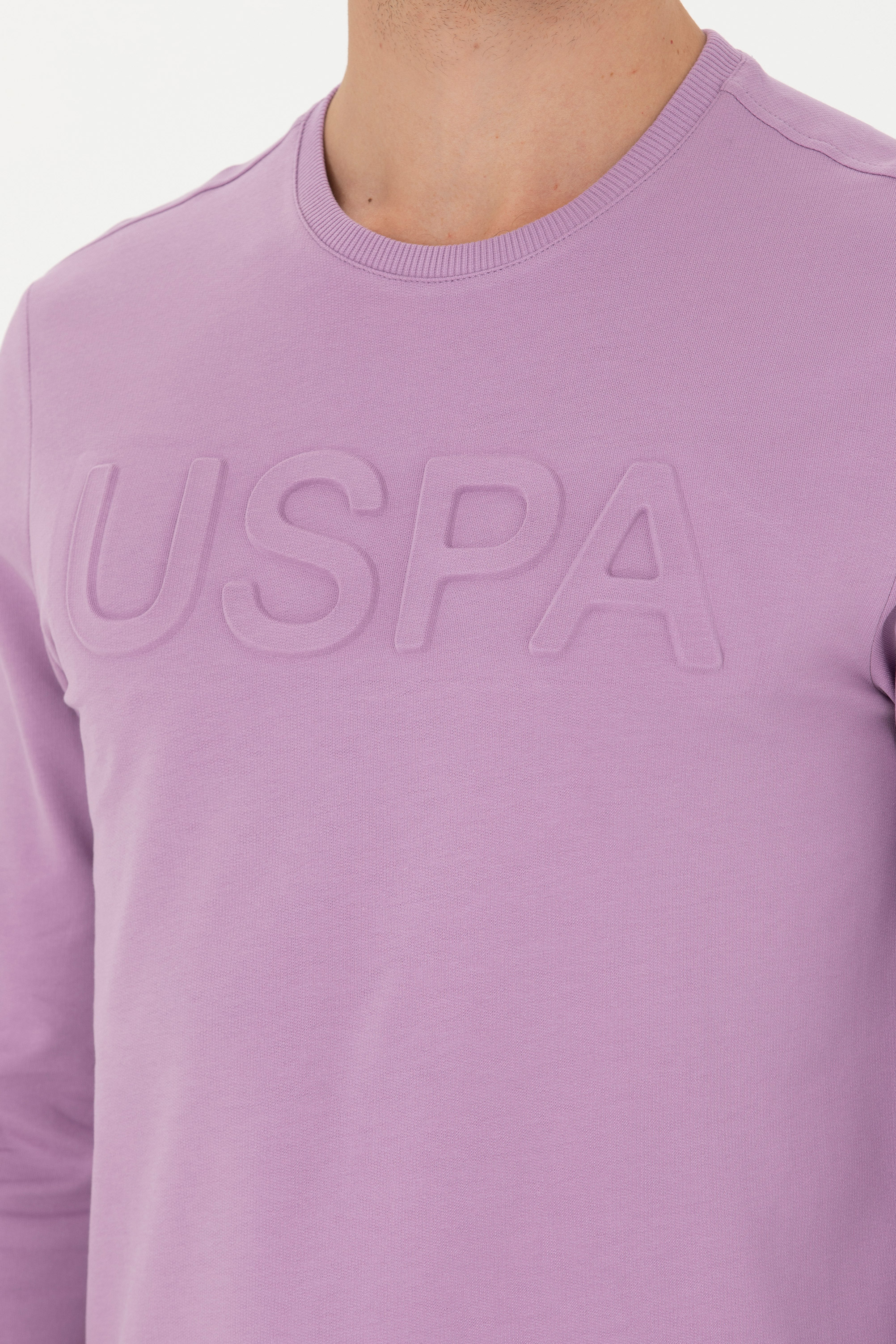 Erkek Lila Basic Sweatshirt - Image 7