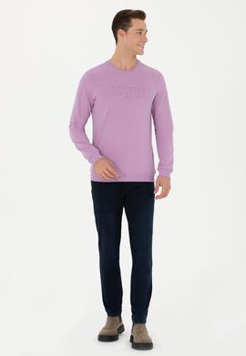 Erkek Lila Basic Sweatshirt - 50269402171