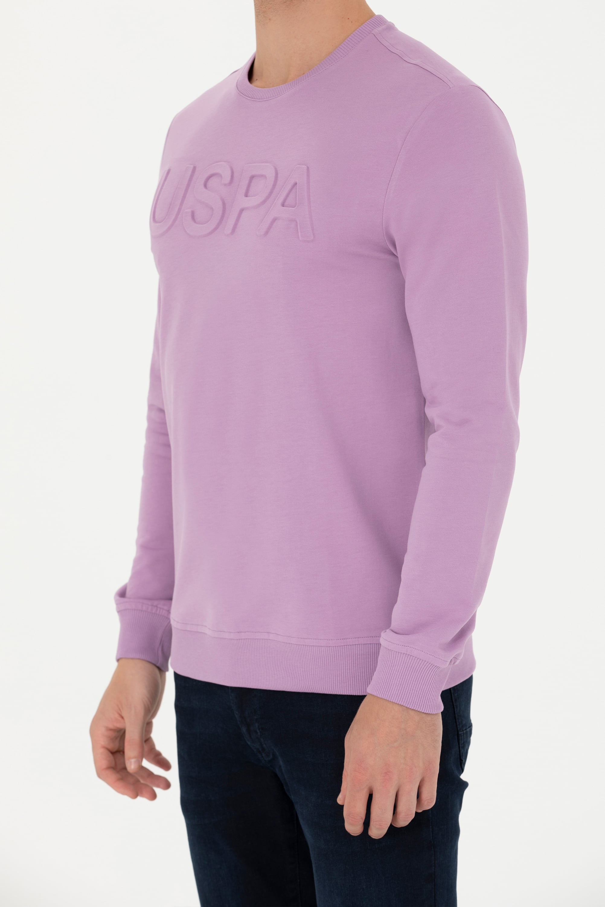 Erkek Lila Basic Sweatshirt