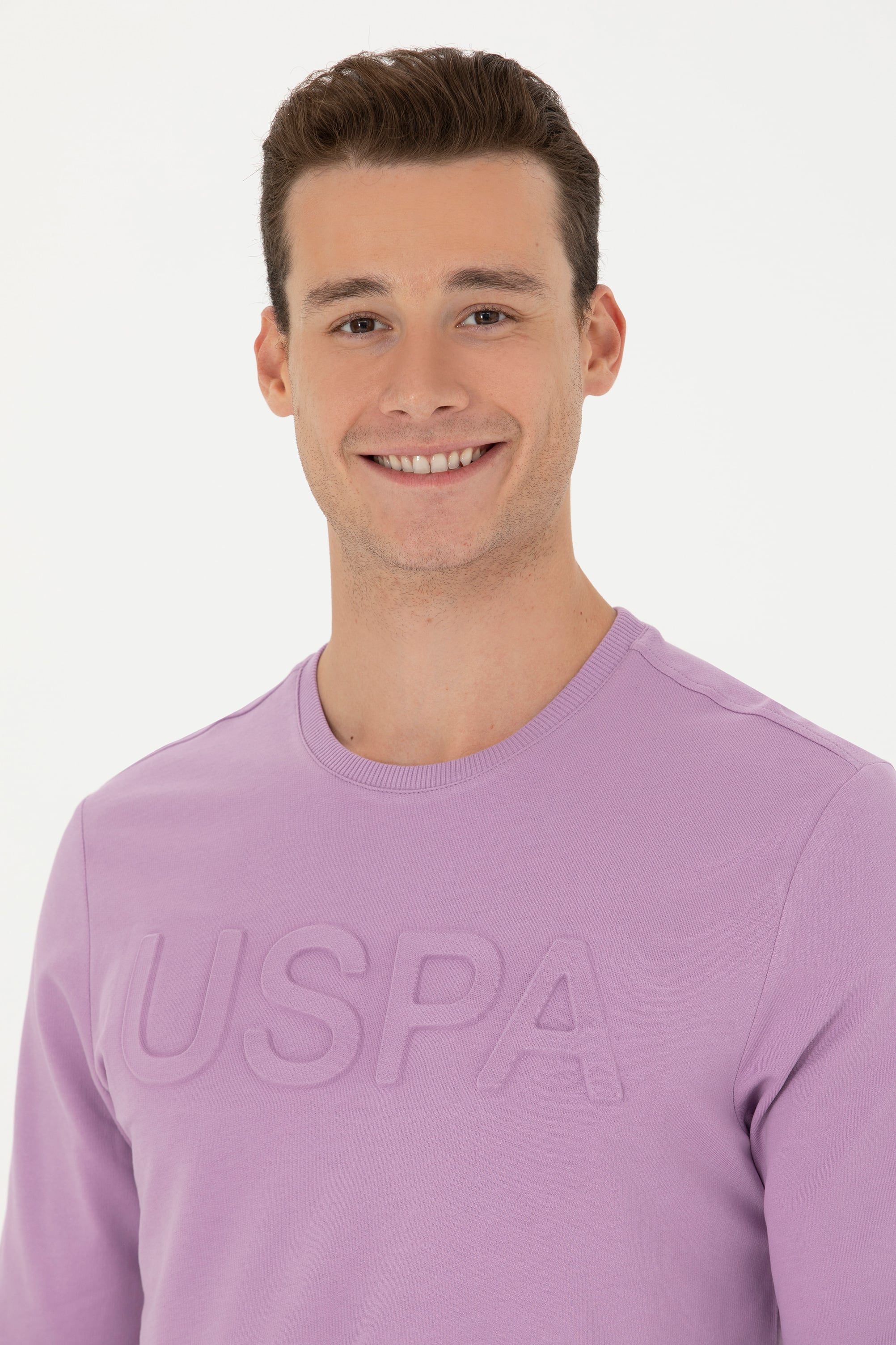 Erkek Lila Basic Sweatshirt