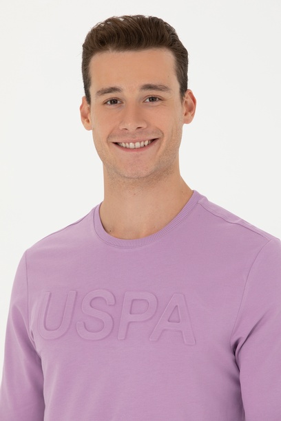 Erkek Lila Basic Sweatshirt