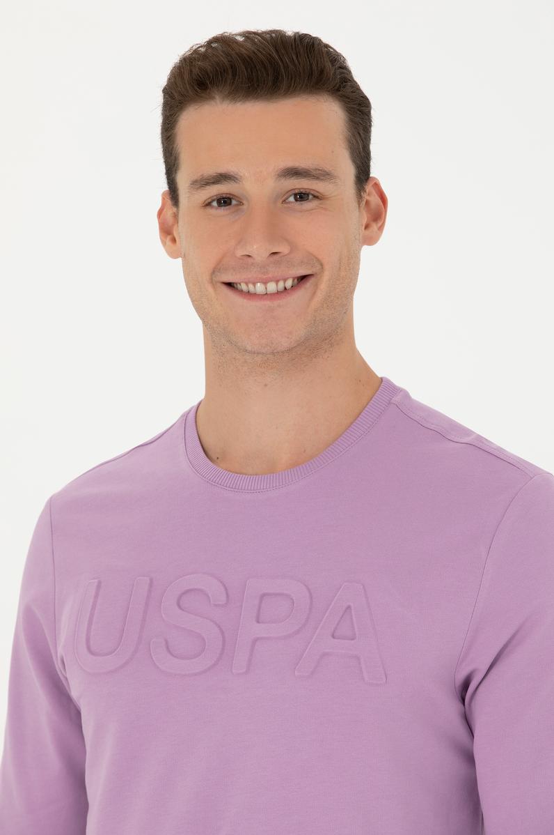 Erkek Lila Basic Sweatshirt